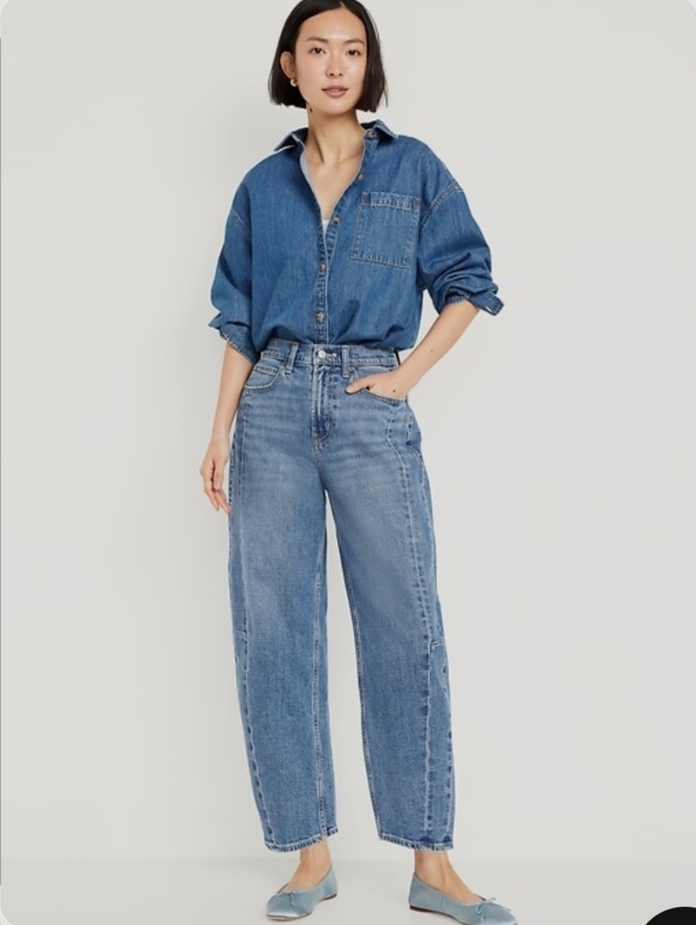 OLD NAVY HIGH-RISE BARREL LEG JEANS 8 - Picture 2 of 10
